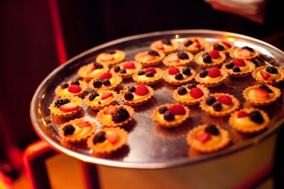 Passed desserts by House of Blues included mini tarts.