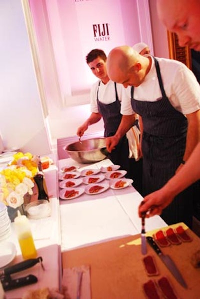 Jonathan Benno served olive-oil-poached tuna with a salad of chickpeas, celery, and mint.