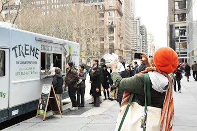Starting at 12 p.m. in Bryant Park, the food truck traveled to Madison Square Park before arriving at its final stop outside the Best Buy store in Union Square.