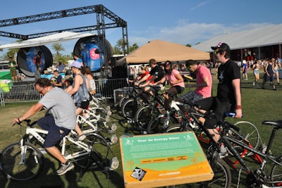 A pack of stationary bikes generating energy was among Global Inheritance's offerings.
