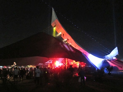 Guests gathered around the Do Lab's stage when night fell.