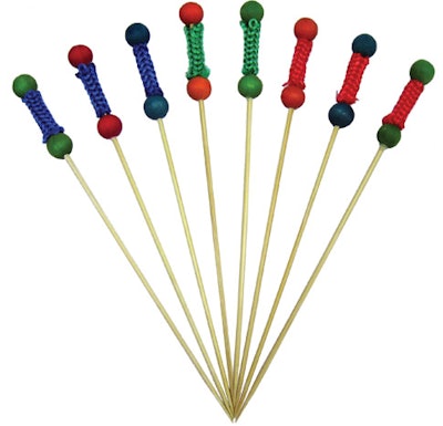 Colored skewers, pricing varies, available throughout the U.S. from Classic Party Rentals