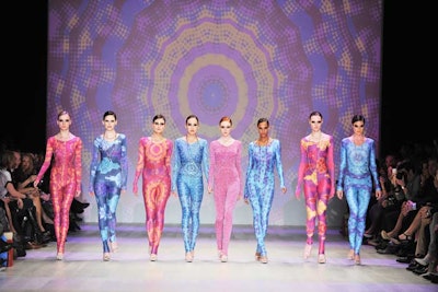 LG Fashion Week sponsor Korhani Home staged a show on the main runway, featuring clothes cut from the company's Montreal-made carpets.