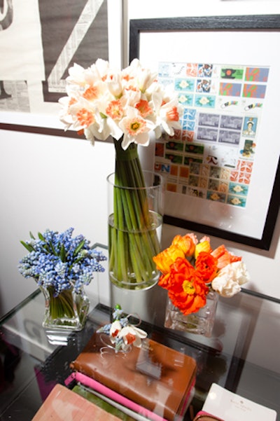 Suzanne Cummings brought in bright, springy flowers.