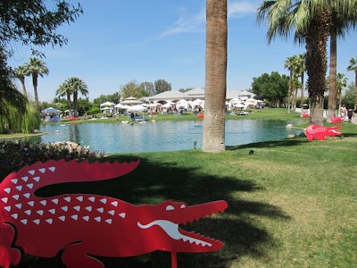 Likenesses of Lacoste's signature alligator lined a lake on the party's sprawling property.