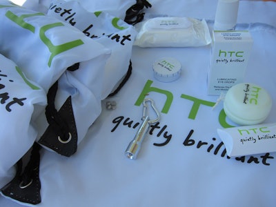 At Lacoste's party, partner HTC distributed festival survival kits, a bit of smart marketing that included eye drops, wet wipes, deodorant, and other immediately applicable products.