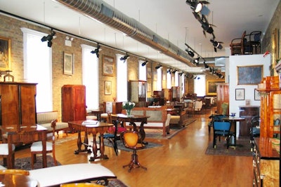 Exposa is filled with Bidermeier furniture, which guests can purchase or simply lounge on.