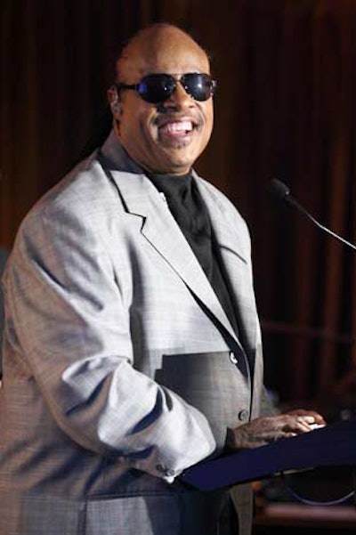 Stevie Wonder introduced the tribute video to Biden and presented him with his award at the White House earlier in the day alongside Recording Academy president Neil Portnow.