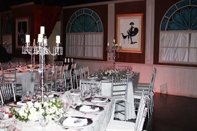 The wall panels that lined the room had faux windows and art based on well-known works from the early 1900s.