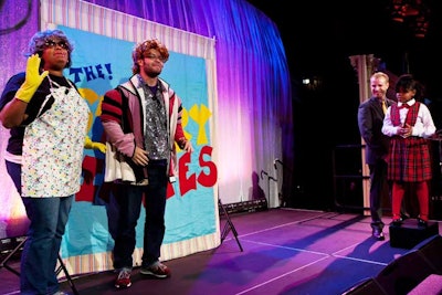 The gala's entertainment also included a performance by creative writing organization the Story Pirates, which acted out a play adapted from a story written by Tianna Osbourne (pictured far right), a third-grade student from the Talented and Gifted School for Young Scholars.