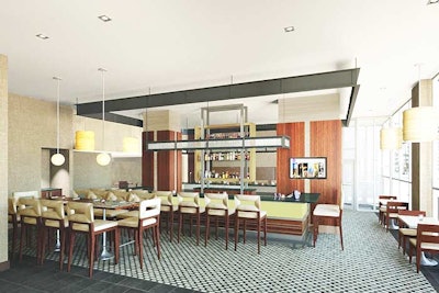 With a central bar, the main dining room at Hoyt's seats 80.