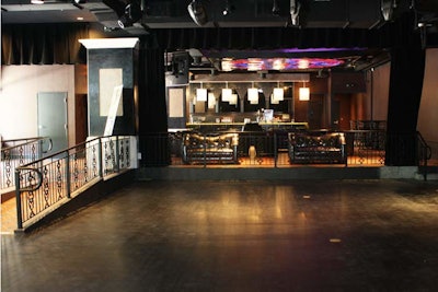 In front of the stage, a 1,200-square-foot hardwood floor can be used for seating or as a dance area.