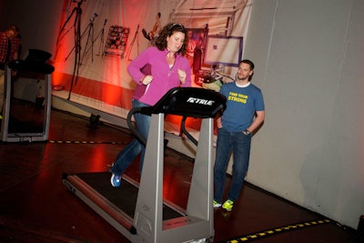 Saucony staff coached runners on treadmills during the experiential portion of the event.
