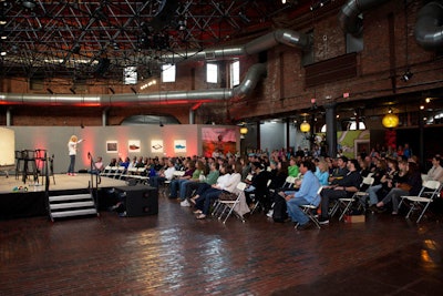 Chairs filled the front half of the Cyclorama's round space.