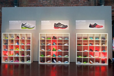 C3 brought in Ikea shelving to display Saucony's line of running shoes, which guests could try on and run in.