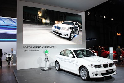 In terms of booth displays, this year, automotive brands are touting electric vehicles, including BMW, which debuted its 2011 ActiveE car on the show floor.