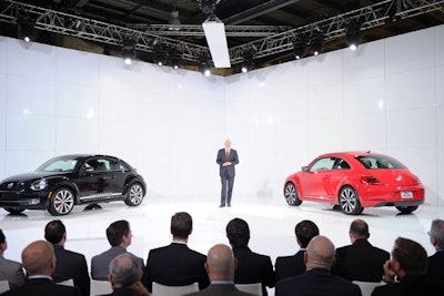 On April 18, Volkswagen debuted the 2012 Beetle at simultaneous events in Shanghai, Berlin, and New York. Volkswagen Group of America president and C.E.O. Jonathan Browning was present at the U.S. reveal, which also included tunes spun by Pete Wentz.