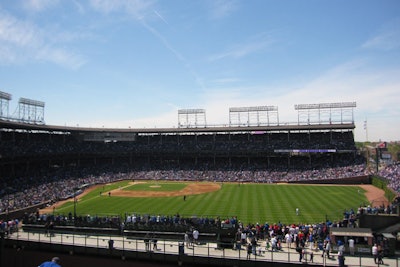 The Wrigleyville Rooftops look directly into the ballpark; the game is also aired on TVs in the indoor bar.