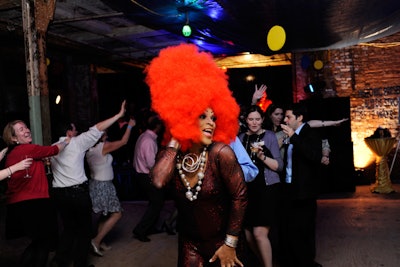 Drag queen Shi-Queeta Lee from Nellie's drag brunch mixed and mingled with guests on the dance floor.