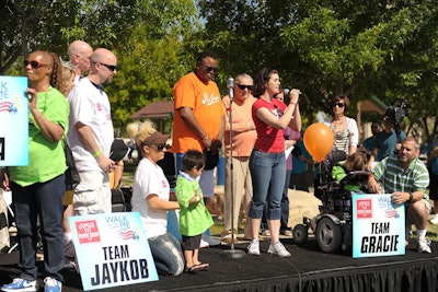 Signs featuring ambassadors' names helped participants find their assigned ambassador during the walk.