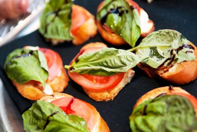 Hors d'oeuvres at the Nespresso-hosted women's opening party Wednesday night at the Raleigh included tomato and basil bruschetta.