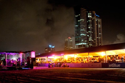 At night, the tent from Eventstar housed cocktail parties and fashion shows.