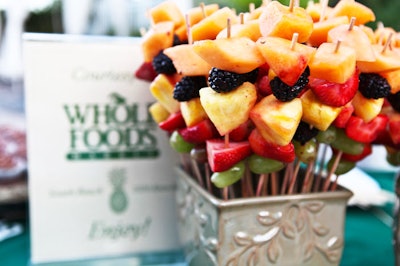 For dessert, Whole Foods provided skewers of organic fruit.