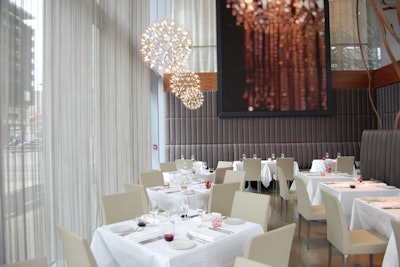 A sectioned-off area in the restaurant can serve as a private dining room for 45.