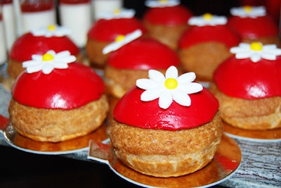 The Ritz Carlton, Tysons Corner served six mini desserts including cream puffs topped with edible daisies.