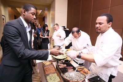 Mitsitam Native Foods Café had an assembly line of food prep, with chefs serving ceviche, fritters, and beef tenderloin and wild rice.