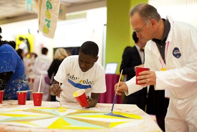 To help the students and guests create artwork, each table was assigned a team leader. Leaders included notable names from fashion, interior design, and graphic design.