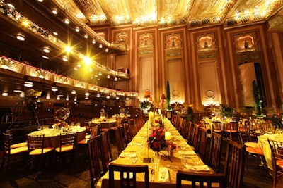 Cypress trees lined the perimeter of the auditorium.