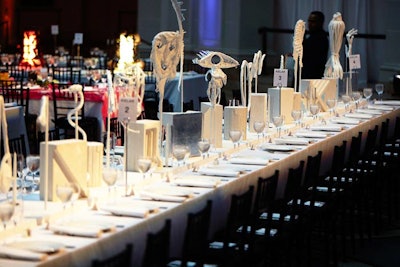 Another inspired by the museum's artwork was the table environment created by Sara VanDerBeek and Anya Kielar. Intended as something guests could investigate throughout the evening, the table consisted of 45 plaster objects in various shapes and sizes.