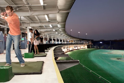 Top Golf has 76 hitting bays that can host five people in each for NiteGolf.