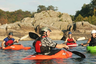 In addition to its stand up paddleboarding lessons, Valley Mill Kayak School offers group kayaking trips beginning at $89 a person.