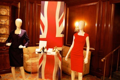 Next to the check-in desk, mannequins sported designs from L.K. Bennett that were allegedly worn by guests at the royal wedding.