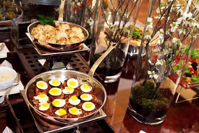 Design Cuisine's presentation at Saturday's brunch included showcasing dishes in sturdy cooking pans.