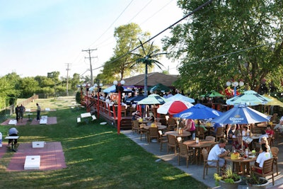 At Mad Mark's Pizza and Sports, guests can play sand volleyball, bags, and basketball.