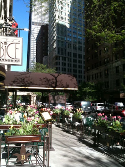 In the Gold Coast, Bice's flower-filled patio can seat 120.