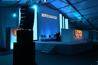 XA created the custom panel on the front of the stage, which had an extruding USA logo and moved to reveal Monae and her band.