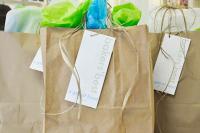 Baker's Best's 'Gift of Food' program offers tote-able meals wrapped in colorful tissue paper and ribbon.