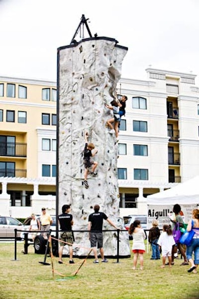 Aiguille Rock Climbing Center brought in a portable rock wall.