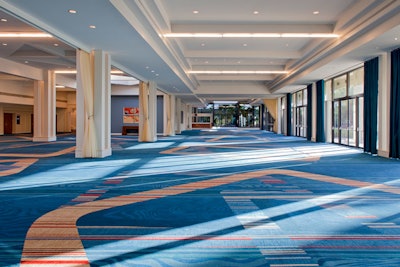 The 7,000-square-foot portico area has all new carpet and paint.