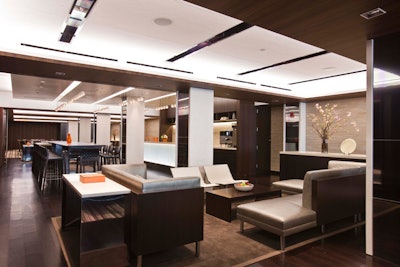 Rather than create separate breakout rooms, Bentel & Bentel incorporated lounges into the layout of Gallery on Lex to promote mingling and networking.