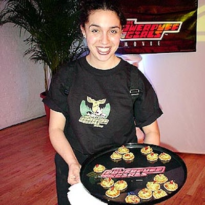 Hors d'oeuvres were served on trays branded with the Powerpuff Girls logo.