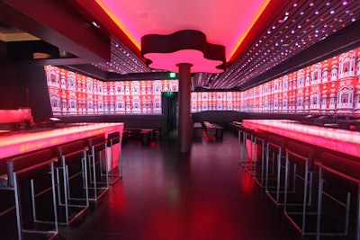 The overall look of the restaurant can be transformed using image projection on the walls and a range of LED lighting.