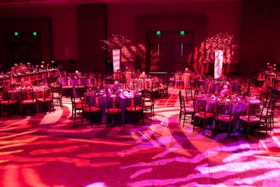 Lighting reflected the zebra-stripe pattern that appeared in some of the linens.