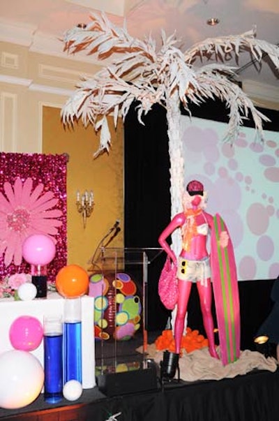 Le Basque Productions decorated the stage with beach balls and a pink surfer girl mannequin.