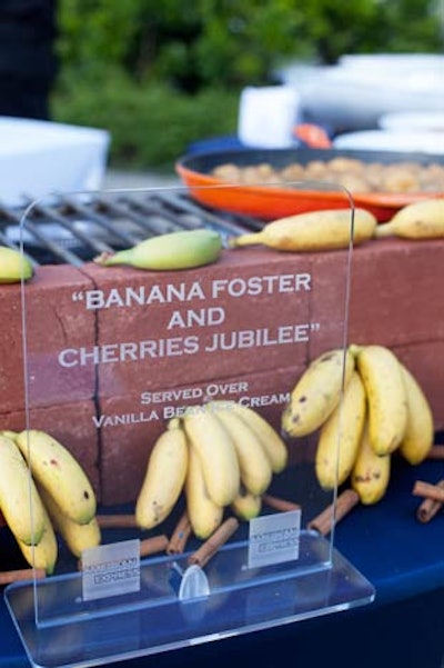 All of the signage at the food stations was done on clear acrylic panels etched with the American Express logo.