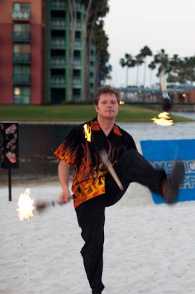 A fire juggler performed throughout the night.